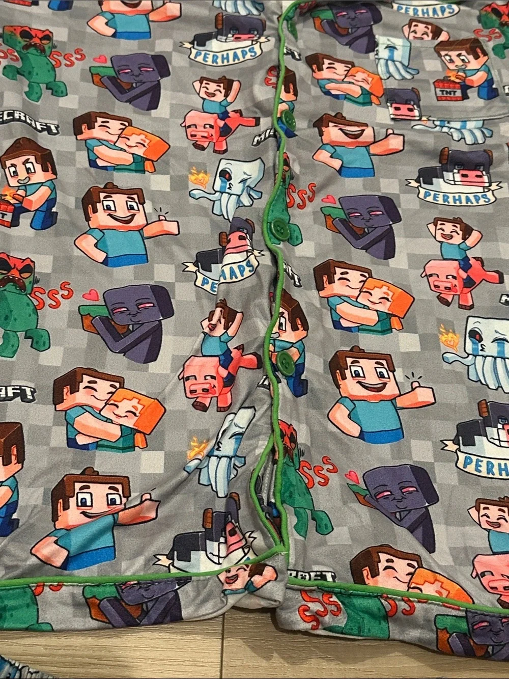 EUC Kids Short Pajama Set - Gray Minecraft-Inspired Print Size 6xl 14 16
